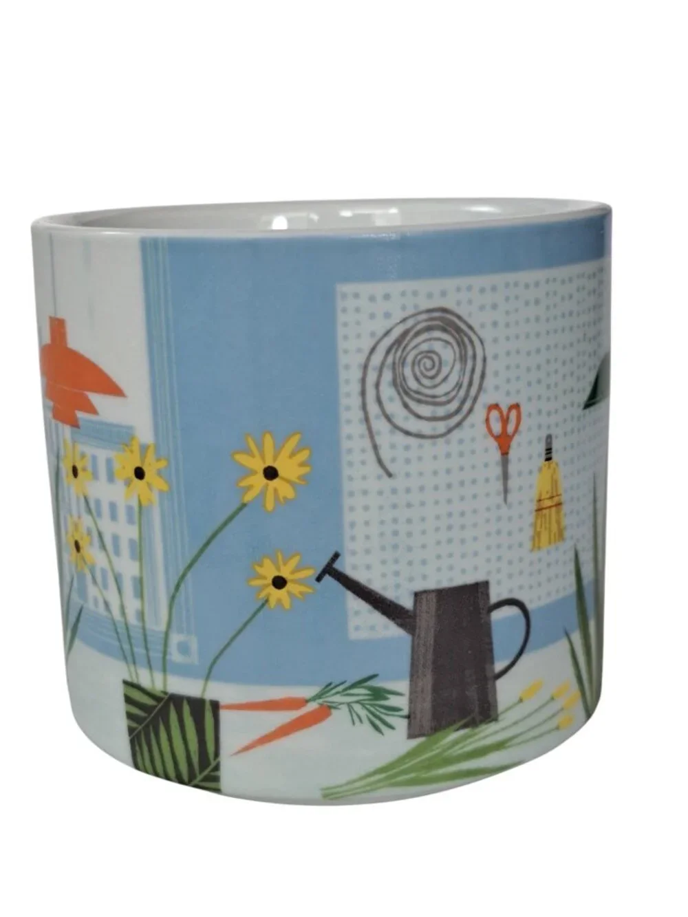 west elm Coffee Mug by SAM KALDA Modern Art Cup Rabbit Bunny Plants in the City